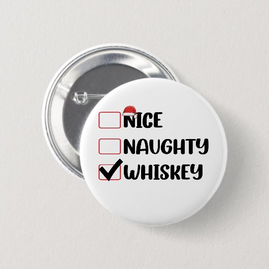Ondeugend Nice Whiskey Santa Kerstlijst Ronde Button 5,7 Cm (Voorkant /achterkant)