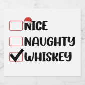 Ondeugend Nice Whiskey Santa Kerstlijst Sparkling Wijnetiket (Enkel label)