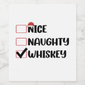 Ondeugend Nice Whiskey Santa Kerstlijst Wijn Etiket (Enkel label)