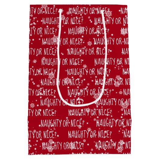 ONDEUGEND OF AARDIG Tekst op Rood Medium Cadeauzakje (Achterkant)