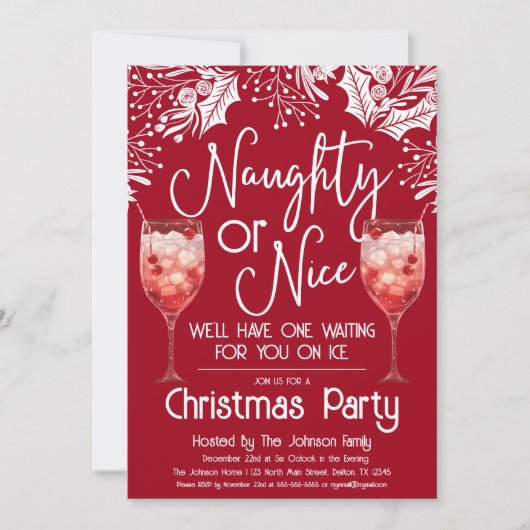 Ondeugend of Leuk Gemengde Drink Grappig Kerstfees Kaart (Voorkant)