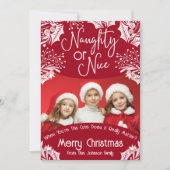 Ondeugend of Leuk Grappig Vijf Foto Kerstmis Kaart (Voorkant)
