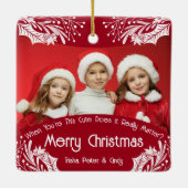 Ondeugend of Leuk Grappig Vijf Foto Kerstmis Keramisch Ornament (Achterkant)