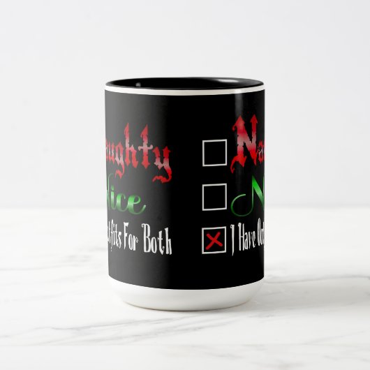 Ondeugend of mooi Flirty Black Tweekleurige Koffiemok (Center)