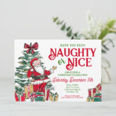 Ondeugend of mooi kerstfeest uitnodigen kaart (Staand voorkant)