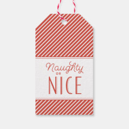 Ondeugend of Mooi Rood Streep Kerstmis Gift Label Cadeaulabel