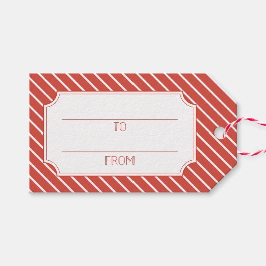 Ondeugend of Mooi Rood Streep Kerstmis Gift Label Cadeaulabel (Voorkant (Horizontaal))