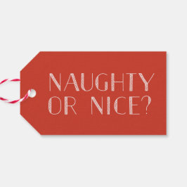 Ondeugend of Mooi Rood Streep Kerstmis Gift Label Cadeaulabel