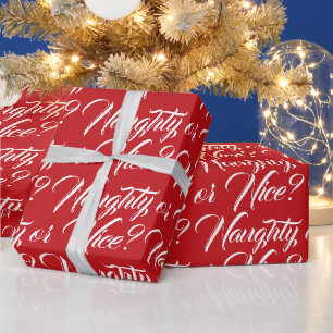 Ondeugend of Mooi rood wit elegant script grappig Cadeaupapier