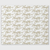 Ondeugend of Mooi wit goud elegant script grappig Cadeaupapier (Vlak)