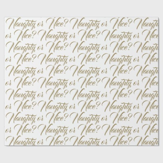 Ondeugend of Mooi wit goud elegant script grappig Cadeaupapier (Vlak)