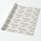 Ondeugend of Mooi wit goud elegant script grappig Cadeaupapier (Uitgerold)