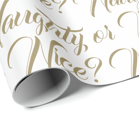 Ondeugend of Mooi wit goud elegant script grappig Cadeaupapier (Rol Hoek)