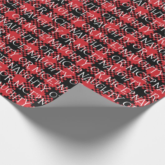 Ondeugend of mooi wit rood zwart buffel plaid scha cadeaupapier (Hoek)