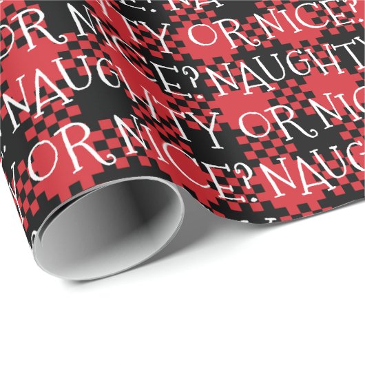 Ondeugend of mooi wit rood zwart buffel plaid scha cadeaupapier (Rol Hoek)