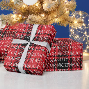 Ondeugend of mooi wit rood zwart plaid schattig gr cadeaupapier