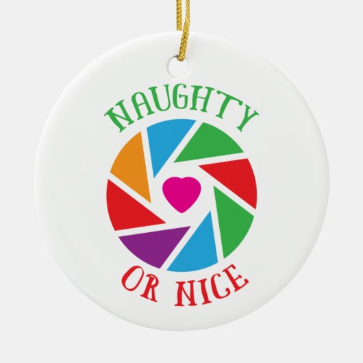 Ondeugend of Nice Santa Cam Grappig Modern Kerstmi Keramisch Ornament (Voorkant)