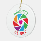 Ondeugend of Nice Santa Cam Grappig Modern Kerstmi Keramisch Ornament (Links)