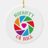 Ondeugend of Nice Santa Cam Grappig Modern Kerstmi Keramisch Ornament (Achterkant)