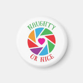 Ondeugend of Nice Santa Cam Grappig Modern Kerstmi Magneet (Voorkant)