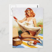 Ondeugend Picknick Pin Up Meisje Briefkaart (Voorkant / Achterkant)
