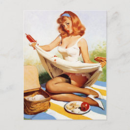 Ondeugend Picknick Pin Up Meisje Briefkaart