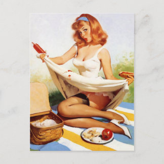  Ondeugend Picknick Pin Up Meisje Briefkaart
