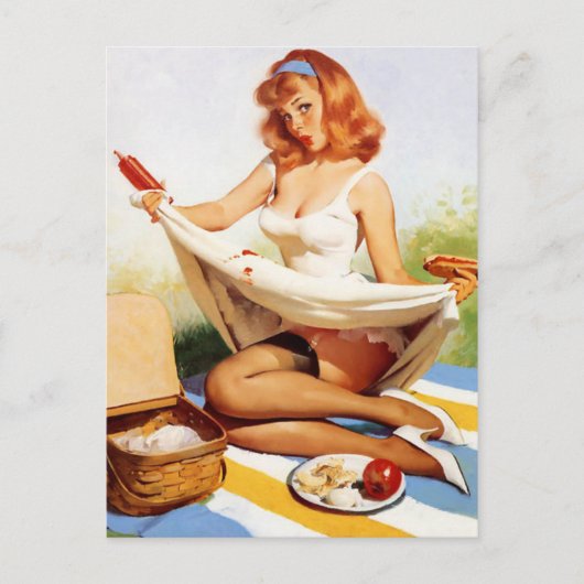Ondeugend Picknick Pin Up Meisje Briefkaart (Voorkant)