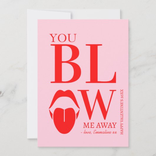 Ondeugend Roze Rode Valentijnsdag Kaart (Voorkant)