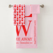 Ondeugend Roze Rode Valentijnsdag Kaart Bad Handdoek (Insitu)