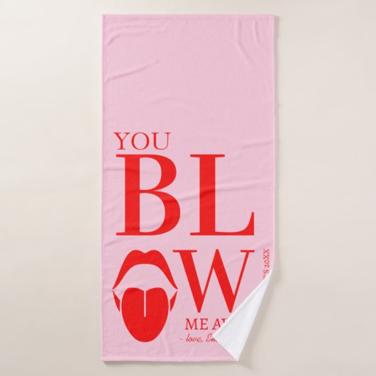 Ondeugend Roze Rode Valentijnsdag Kaart Bad Handdoek (Badhanddoek)