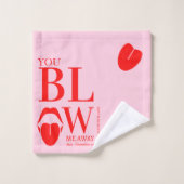 Ondeugend Roze Rode Valentijnsdag Kaart Bad Handdoek (Wasdoekje)