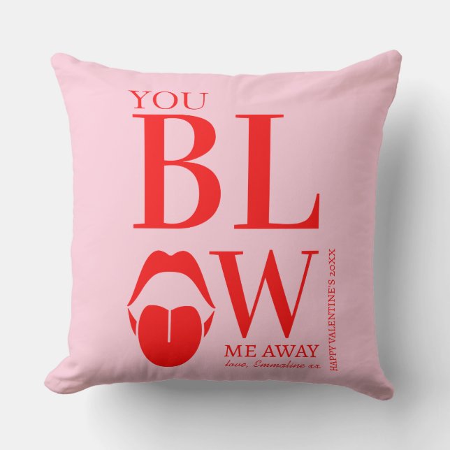 Ondeugend Roze Rode Valentijnsdag Kaart Kussen (Voorkant)