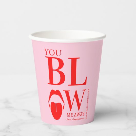 Ondeugend Roze Rode Valentijnsdag Kaart Papieren Bekers (Voorkant)