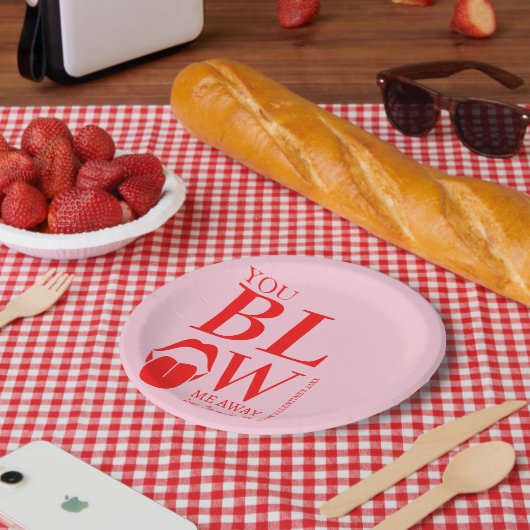 Ondeugend Roze Rode Valentijnsdag Kaart Papieren Bordje (Picknick)