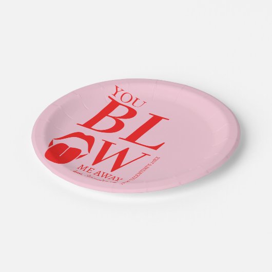 Ondeugend Roze Rode Valentijnsdag Kaart Papieren Bordje (Gekanteld)