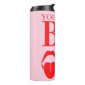 Ondeugend Roze Rode Valentijnsdag Kaart Thermosbeker (Gedraaid links)