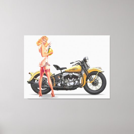  Ondeugend Sexie Motor Speld Omhoog Meisje Canvas Afdruk (Voorkant)
