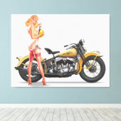  Ondeugend Sexie Motor Speld Omhoog Meisje Canvas Afdruk (Insitu (Houten vloer))