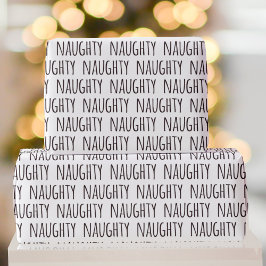 Ondeugend Zwart Wit Typografie Patroon Kerstmis Cadeaupapier