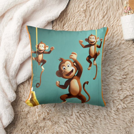 Ondeugende Apenfamilie Kussen (Deken)