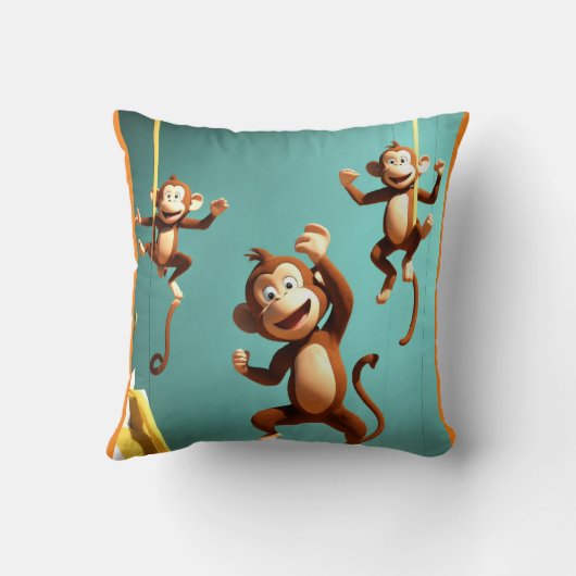 Ondeugende Apenfamilie Kussen (Achterkant)