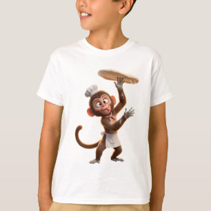 Ondeugende Apenkok die Pizzadeeg Gooit 3D Render T-shirt