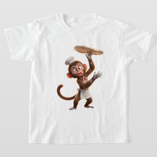 Ondeugende Apenkok die Pizzadeeg Gooit 3D Render T-shirt (Laagn)