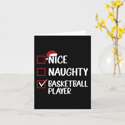 Ondeugende basketbalspeler Grappige Kerstlijst Pre Kaart (Gele Bloem)