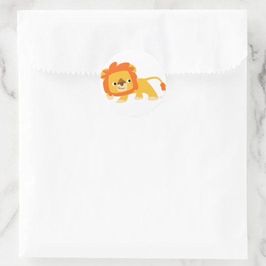 Ondeugende Cartoon Leeuw ronde sticker (Tas)
