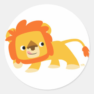 Ondeugende Cartoon Leeuw ronde sticker