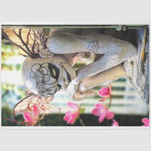 Ondeugende Gotische Parijs Gargoyle Decoupage Tissuepapier (Voorkant)