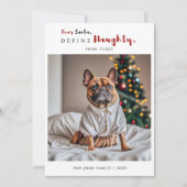 Ondeugende Grappige Hond Foto Kalligrafie Kerstmis Feestdagenkaart (Voorkant)