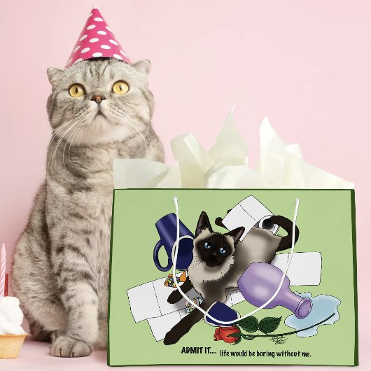 Ondeugende groene brutale Siamese kat grappig Groot Cadeauzakje